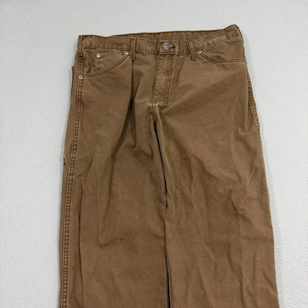 Vintage Dickies Pants 36x32 Brown Relaxed Fit Carpenter Workwear Canvas Work - Picture 2 of 10